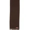 Acne Studios Canada Fringe Wool Scarf Skinny Brown Melange