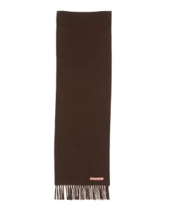 Acne Studios Canada Fringe Wool Scarf Skinny Brown Melange