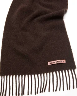 Acne Studios Canada Fringe Wool Scarf Skinny Brown Melange