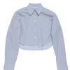 Acne Studios Cropped Boxy Shirt Sky Blue/Coffee Brown