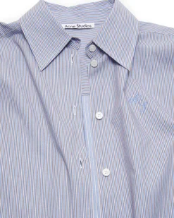 Acne Studios Cropped Boxy Shirt Sky Blue/Coffee Brown