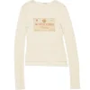 Acne Studios Double-Layer Printed Long Sleeve Top Ecru Beige