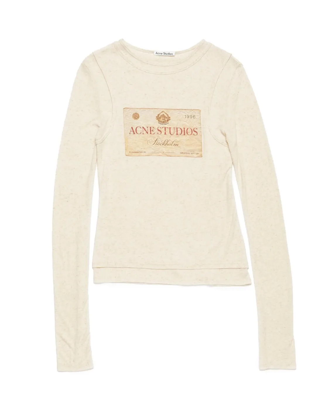 Acne Studios Double-Layer Printed Long Sleeve Top Ecru Beige