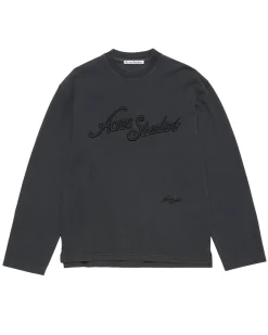 Acne Studios Embroidered Logo Long Sleeve Faded Black