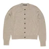 Acne Studios Face Crew Neck Wool Cardigan Greige Melange