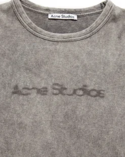 Acne Studios Fitted Blurred Logo T-Shirt Faded Grey