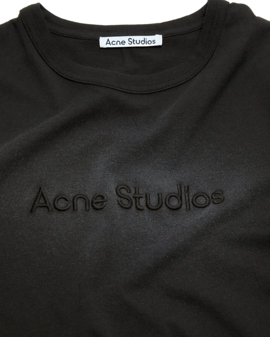 Acne Studios Fitted Embroidered Logo T-Shirt Faded Black