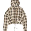 Acne Studios Hooded Checkered Flannel Shirt Beige/Black