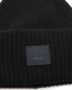 Acne Studios Large Face Logo Beanie Black