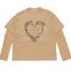 Acne Studios Layered Print Long Sleeve T-Shirt Sand Beige