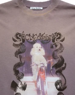 Acne Studios Layered Print Long Sleeve T-Shirt Dark Mauve