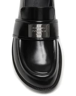 Acne Studios Leather Buckle Logo Loafers Black