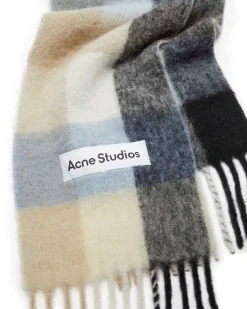 Acne Studios Mohair Checked Scarf Blue/Beige/Black