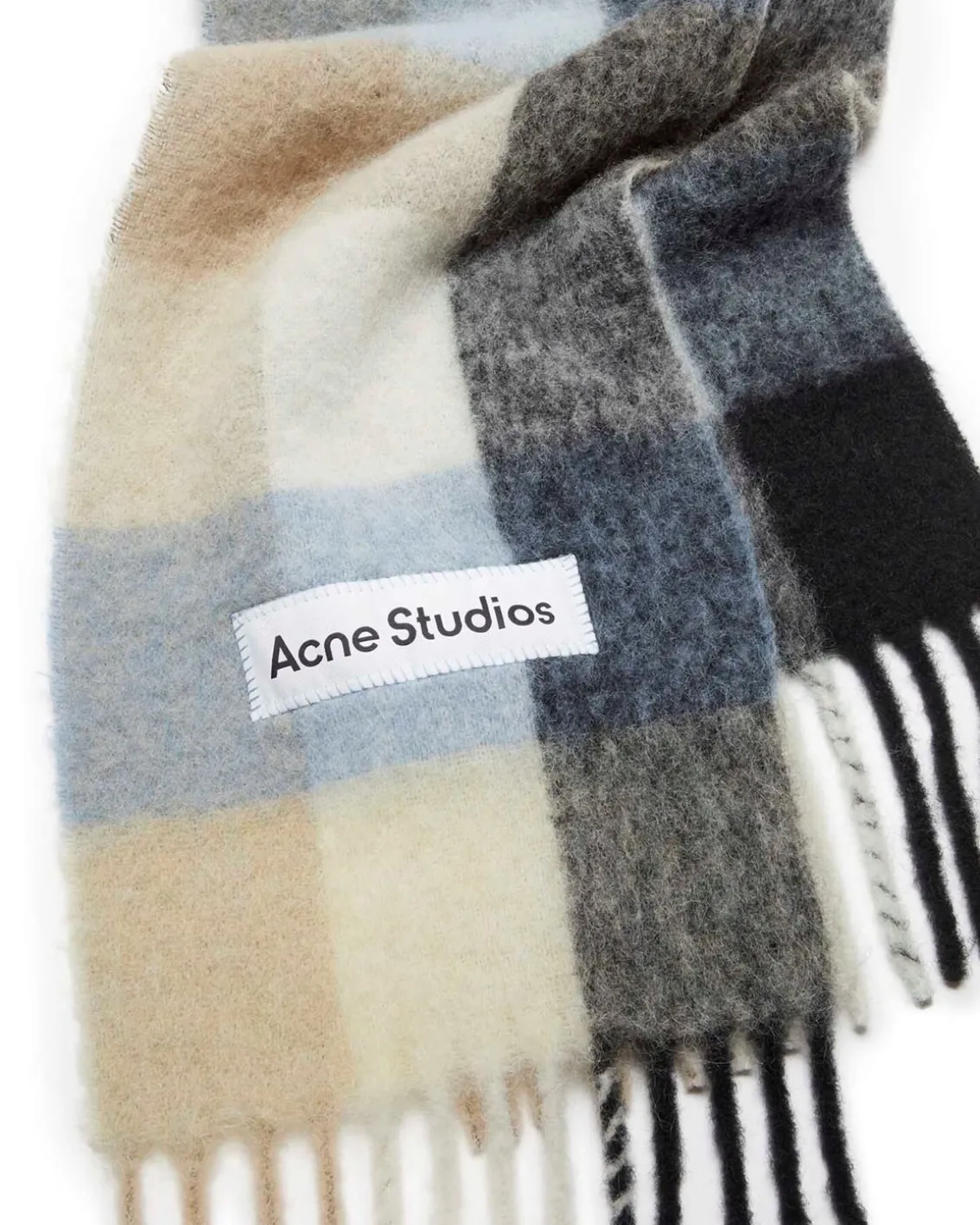 Acne Studios Mohair Checked Scarf Blue/Beige/Black