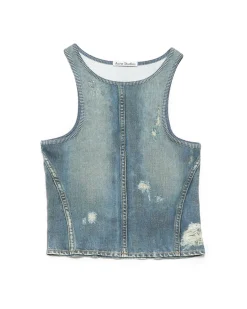 Acne Studios Printed Denim Tank Top Denim Blue