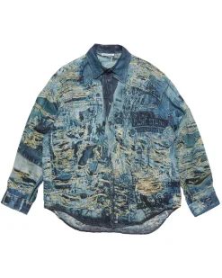 Acne Studios Printed Shirt Trompe L'oeil Denim Blue