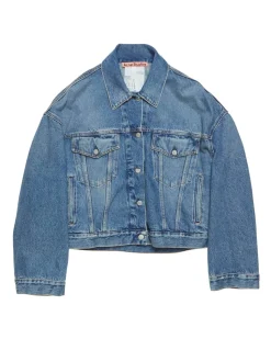 Acne Studios Relaxed Cropped Fit Denim Jacket Mid Blue