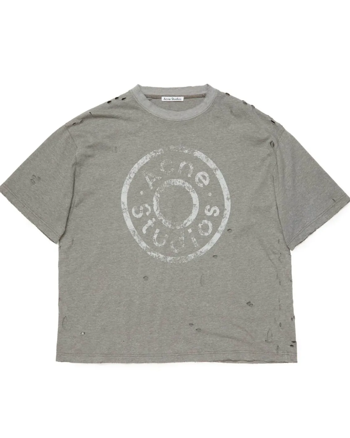 Acne Studios Relaxed Distressed Logo T-Shirt Moss Green
