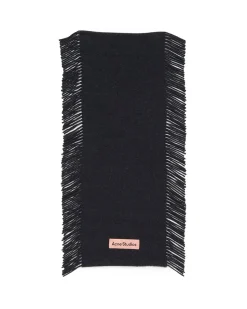 Acne Studios Reverse Fringe Wool Scarf Black Melange