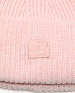 Acne Studios Small Face Logo Beanie Faded Pink Melange