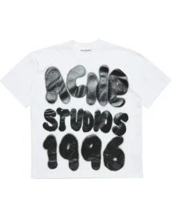 Acne Studios Spray Graphic Logo T-Shirt Optic White