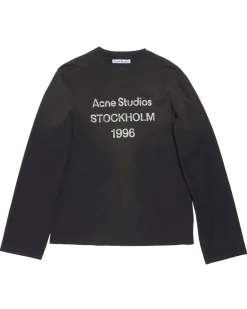 Acne Studios Stamp Logo Long Sleeve T-Shirt Faded Black
