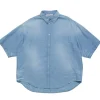 Acne Studios Stamp Logo Short Sleeve Shirt Mid Blue