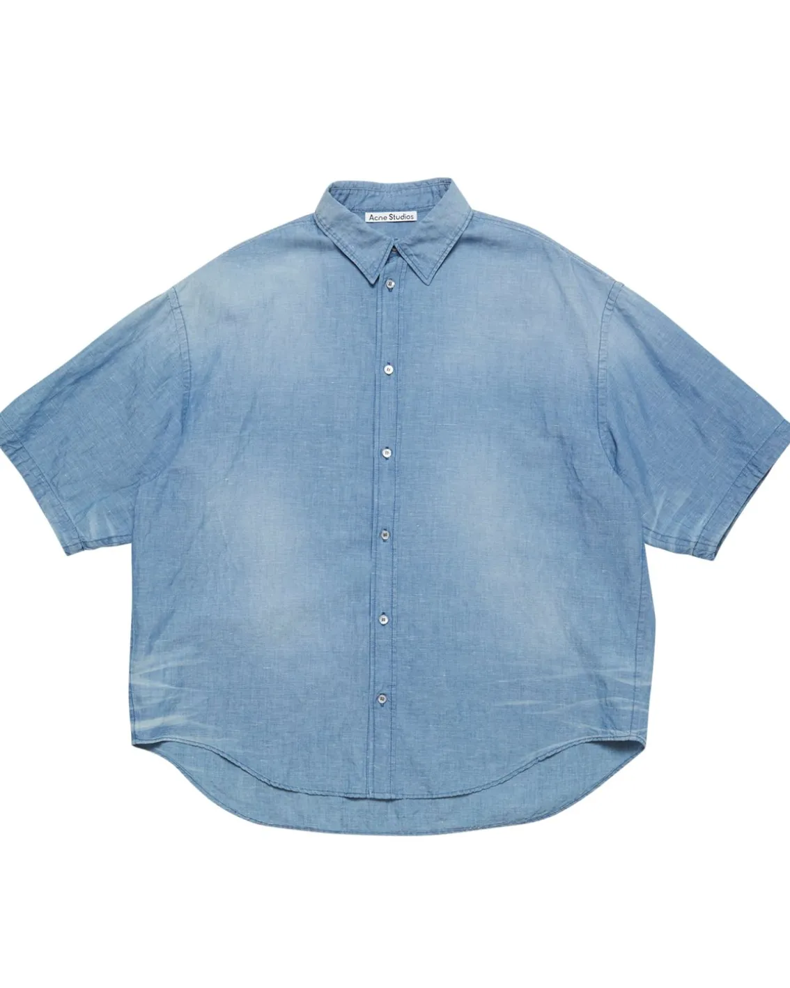 Acne Studios Stamp Logo Short Sleeve Shirt Mid Blue