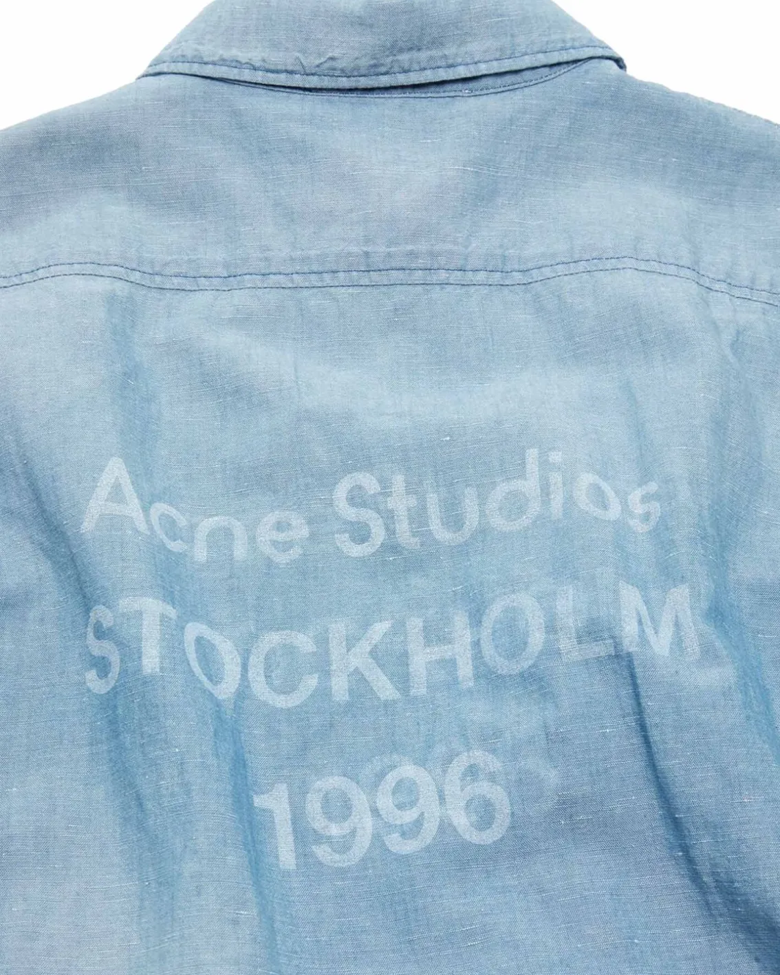 Acne Studios Stamp Logo Short Sleeve Shirt Mid Blue