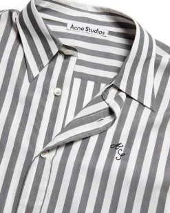 Acne Studios Striped Short Sleeve Shirt Black White
