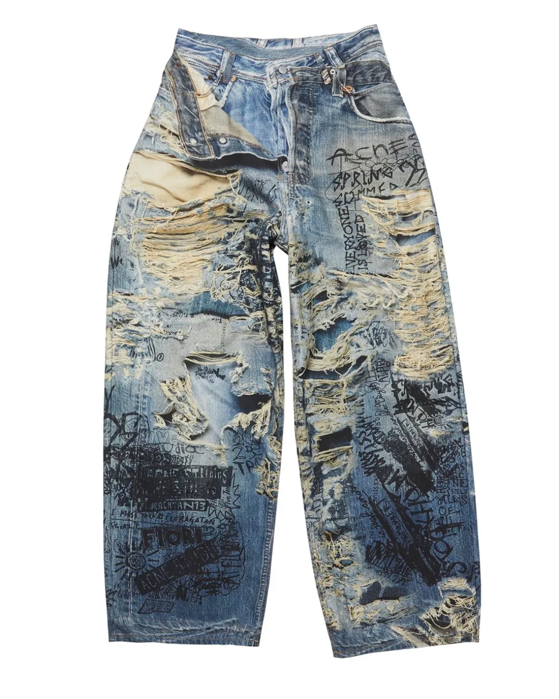 Acne Studios Super Baggy Fit Trousers 2023M Trompe L'oeil Mid Blue