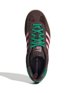 Adidas Originals Gazelle Indoor Shoes W Dark Brown/Glow Pink/Court Green
