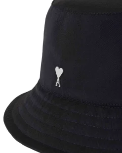 AMI Paris Ami De Coeur Nylon Bucket Hat Black