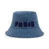 AMI Paris Embroidered Logo Denim Bucket Hat Used Blue