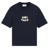 AMI Paris Embroidered Logo T-Shirt Navy Blue