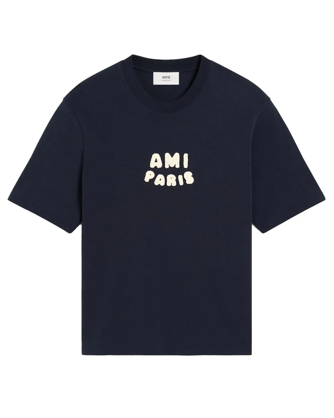 AMI Paris Embroidered Logo T-Shirt Navy Blue