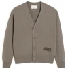 AMI Paris Embroidered Logo Cardigan Ash