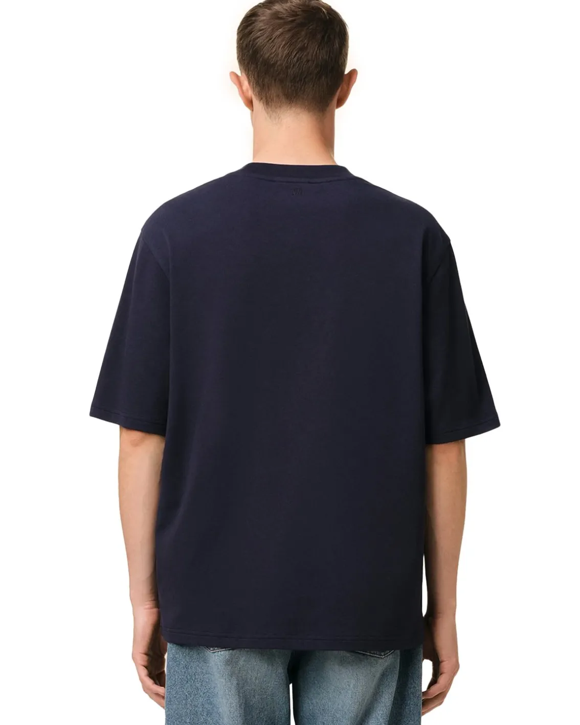 AMI Paris Embroidered Logo T-Shirt Navy Blue