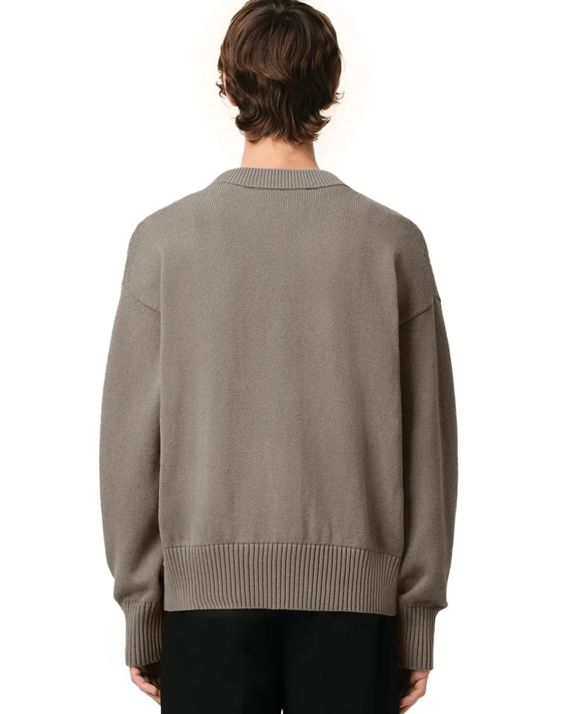 AMI Paris Embroidered Logo Cardigan Ash