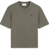 AMI Paris Tonal Ami De Coeur T-Shirt Smoke Grey