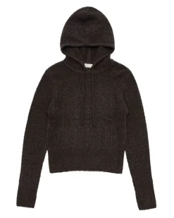 Amomento Boucle Hooded Knit Dark Brown