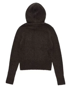 Amomento Boucle Hooded Knit Dark Brown