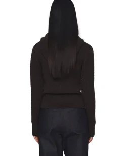 Amomento Boucle Hooded Knit Dark Brown