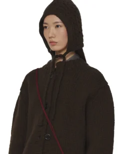 Amomento Crochet Knit Bonnet Dark Brown