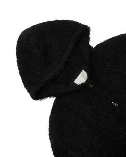 Amomento Furry Cardigan Zip-Up Hoodie Black