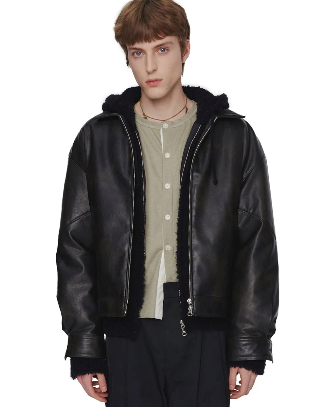 Amomento Vegan Leather Blouson Black
