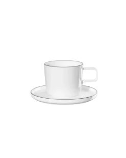 Asa Selection Coffee Cup With Saucer Black Trim White