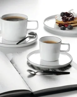 Asa Selection Coffee Cup With Saucer Black Trim White