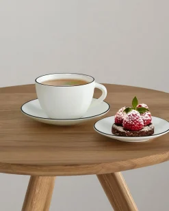 Asa Selection Round Cup With Saucer Black Trim White