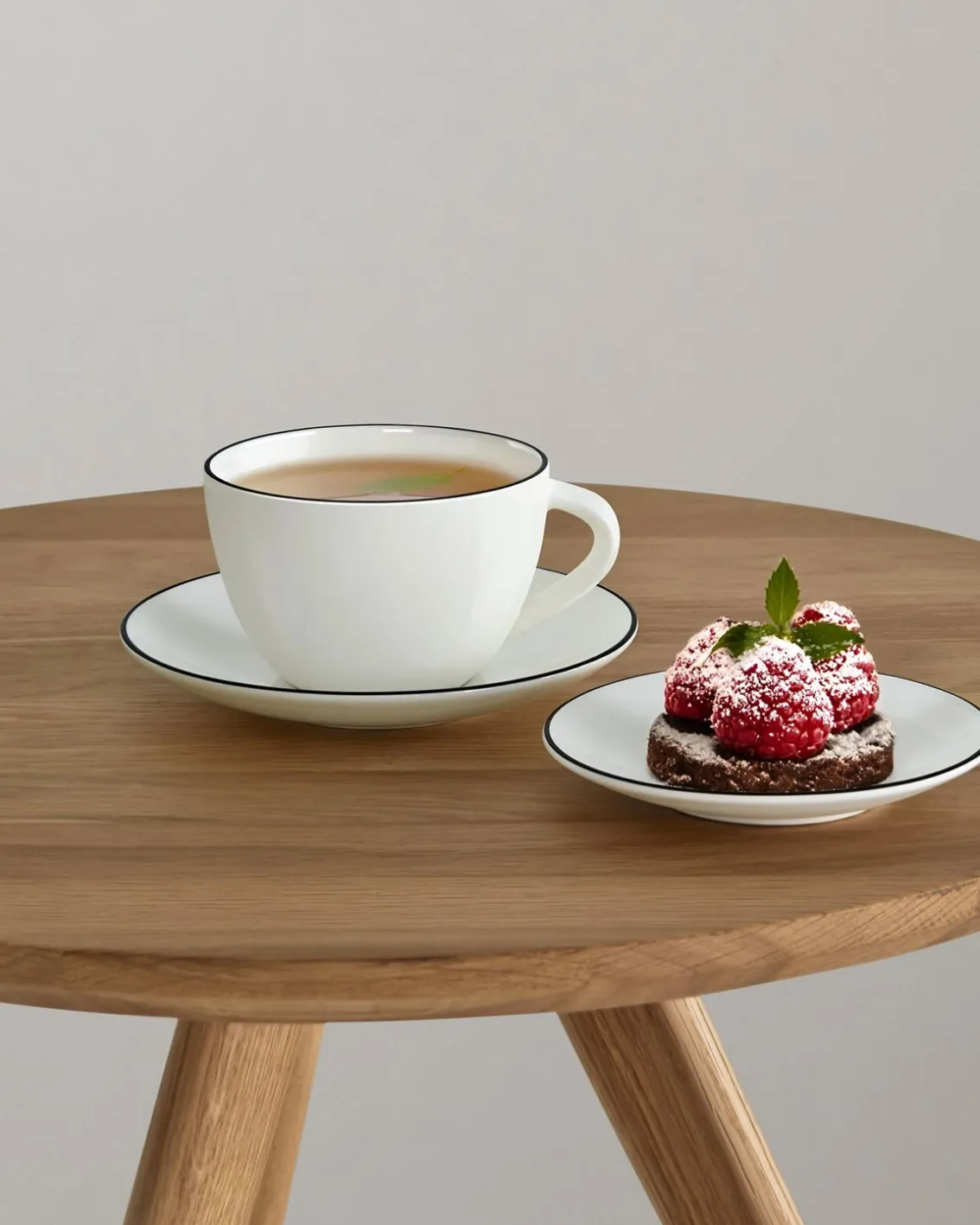 Asa Selection Round Cup With Saucer Black Trim White